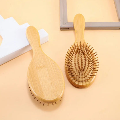 Light brown bamboo hair brush with wooden pins (2 variants)