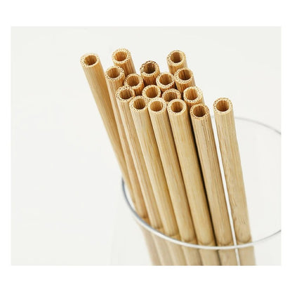 Light brown bamboo straws set with cleaning brush (17 pcs)