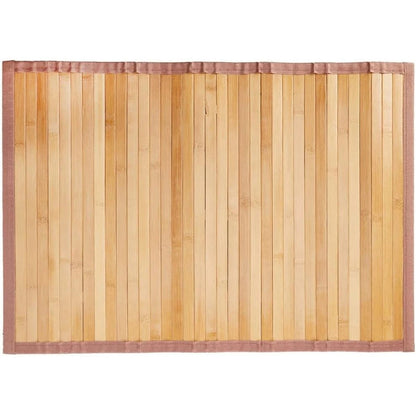 Light brown slatted mat with brown fabric border
